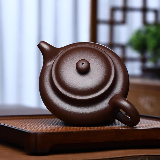 Artisan Yixing Clay Teapot 12.8 Oz,Handmade Zisha Tea Pot -Fanggu | Offical Craftswoman 50% Handmade,Genuine Real Yixing Purple Clay,Infuse Brew Kungfu Tea Maker