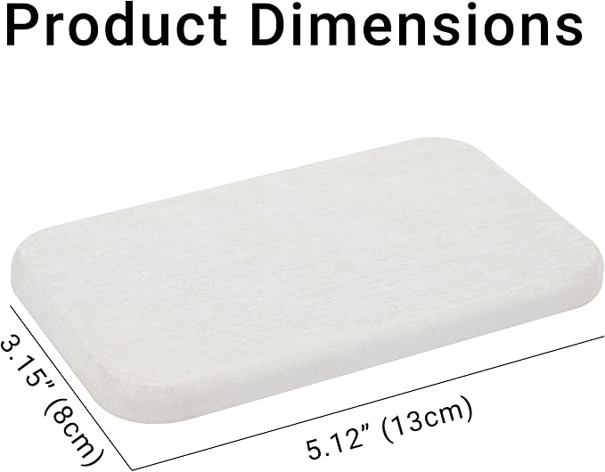 Adorila 2-Pack Diatomite Soap Dish - Instant Dry Bar Soap Holder for Bathroom & Kitchen Sink (White)