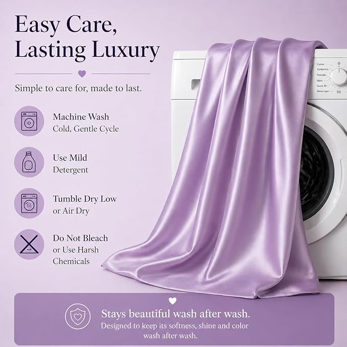 100% Mulberry Silk Pillowcase for Hair and Skin Made in USA, Pure 22 Momme Silk, Acne Pillowcase with Zipper, Hypoallergenic, Cooling, Anti Wrinkle, 1 Pc 20"x26" (Standard, Purple)