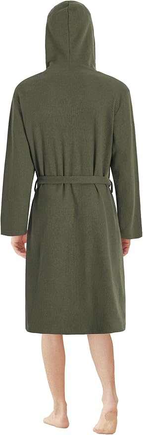 Latuza Men's Waffle Knit Hooded Robe Lightweight Bathrobe