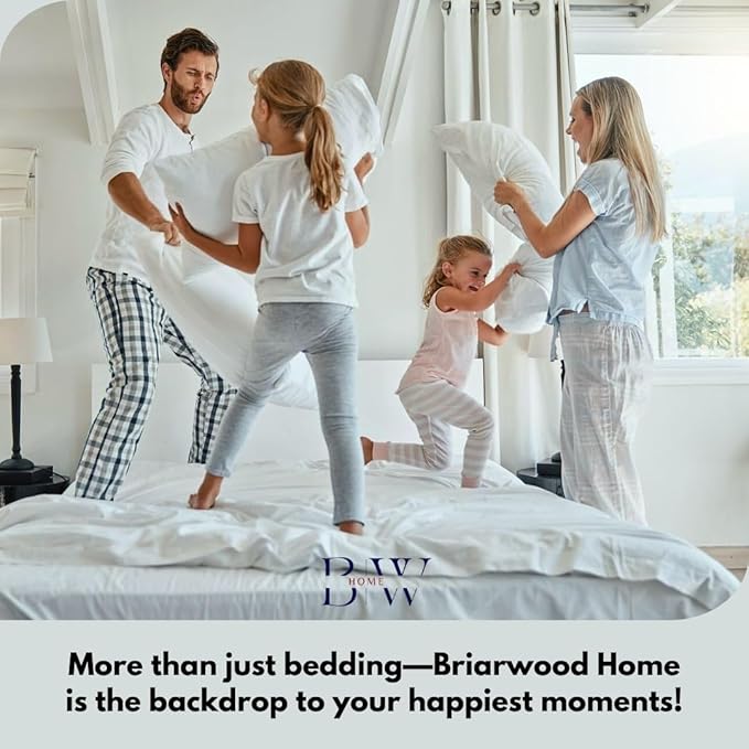 Briarwood Home® Printed Flannel Sheet Set, 100% Natural Cotton, Soft, Warm & Deep Pocket, Advanced Nano-Tech Making it Resistance to Pilling; Brushed 6 Times for Softness (Snowflakes, Queen)