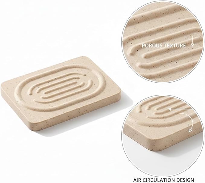 Diatomaceous Earth Soap Dish Tray, Stone Tray for Bathroom Sink Counter, 4.7 x 3.1 Inch (1 PC)
