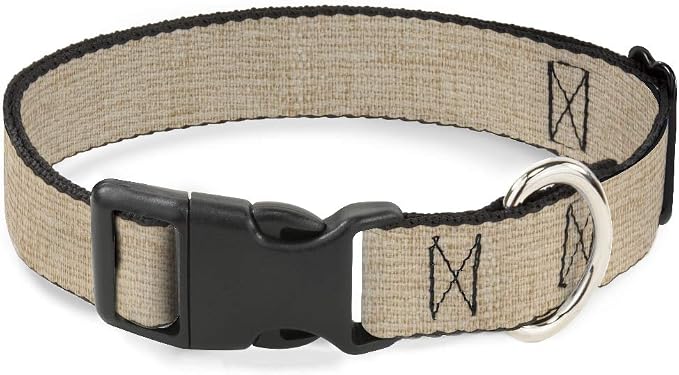 Buckle-Down Dog Collar Plastic Clip Natural Hemp 13 to 18 Inches 1.5 Inch Wide
