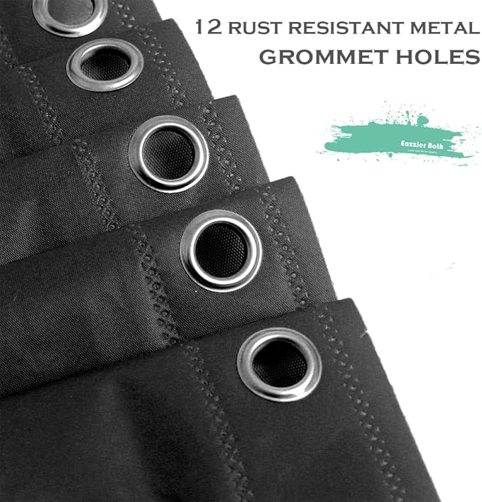 Black Plastic Shower Curtain Liner, 72x72 Inch Thin Lightweight Black Plastic Bathroom Shower Showroom Inner Curtain with Rustproof Metal Grommet Holes and Weighted Magnets