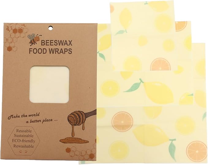 Bee's Wrap Beeswax Wraps for Food - Reusable Food Wraps, Sandwich Wrap & Bowl Covers Yellow Lemon One Size