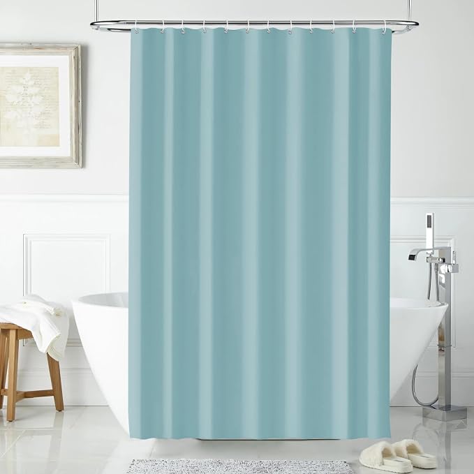timecity Teal PEVA Shower Curtain Liner with 3 Weighted Magnets Waterproof Quick Drying Thickened Bath Liner with 12 White Hooks 71x71 Inch for Bathtub Shower