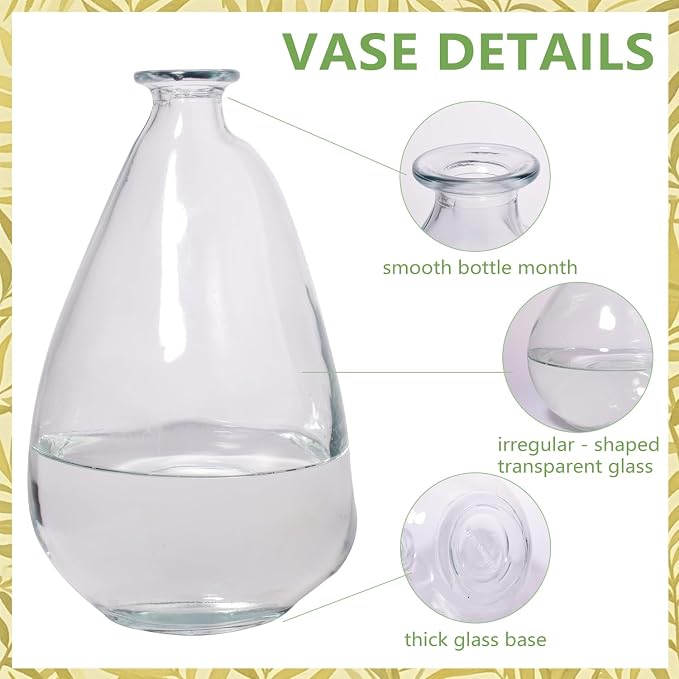 Clear Glass Vases for Centerpieces,2 Pack Tall Large Glass Vase Floor Vase,Irregular Bubble Balloon Glass Jug Vases for Pampas Grass