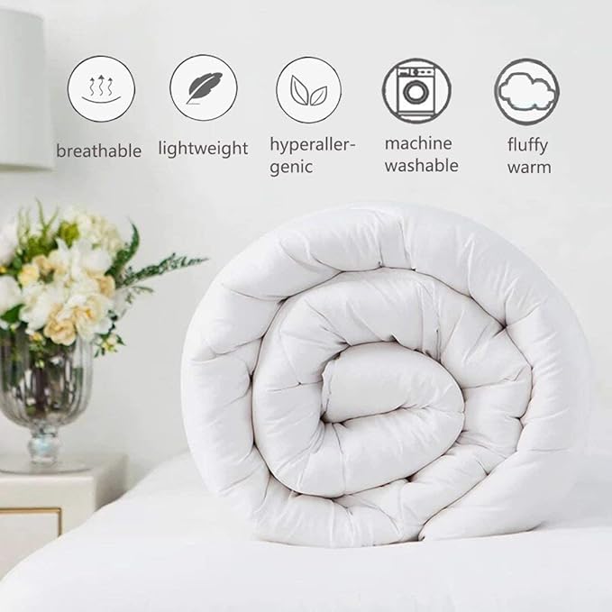Hypoallergenic 1000-TC Pinch Pleated Down Alternative Comforter Oversized Queen Size 98 x 98 Inches 1pc Comforter & 2 pcs Pillow Covers, 700 GSM & All Side Corner Tabs 100% Egyptian Cotton