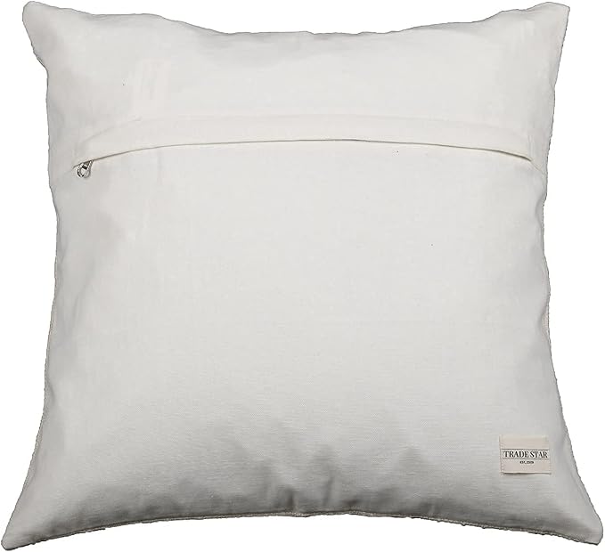 Trade Star Luxury Mud Cloth Square Pillow Cover Rustic Farmhouse Chair Pillowsham Handmade Sofa Pillow Cover for Room Decor (Ivory (Blossom), 18 X 18 Inch)