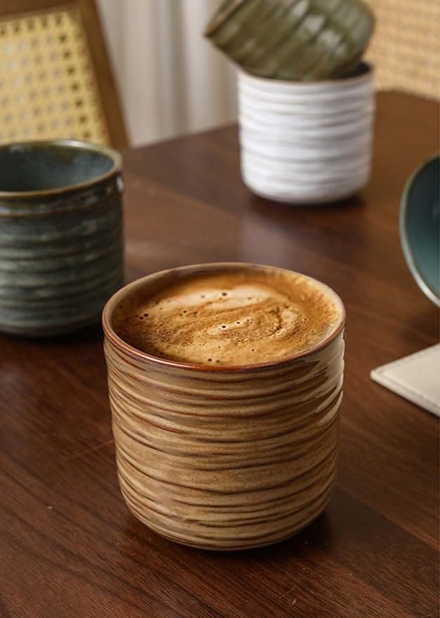 Japanese retro ceramic teacups, coffee cups, and water cups, suitable for restaurants, homes, and offices, copper.