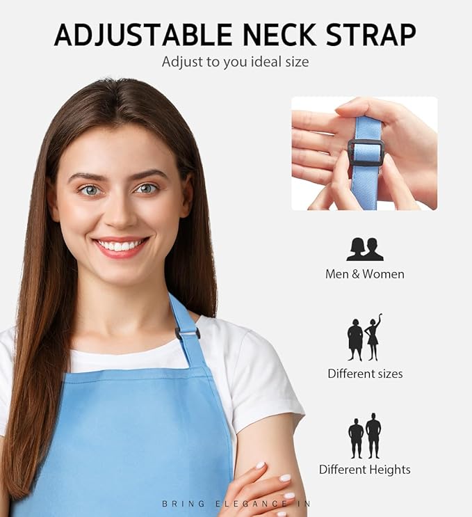 Syntus Apron for Men Women, Adjustable Cooking Kitchen Chef Aprons with 2 Pockets