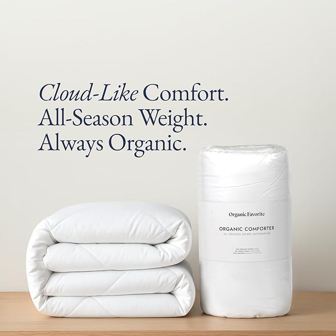 100% Organic Cotton Comforter/Duvet Insert, All-Season, Hypoallergenic, Luxurious Down Alternative, 400 Thread Count, Box-Stitch - King Size, White