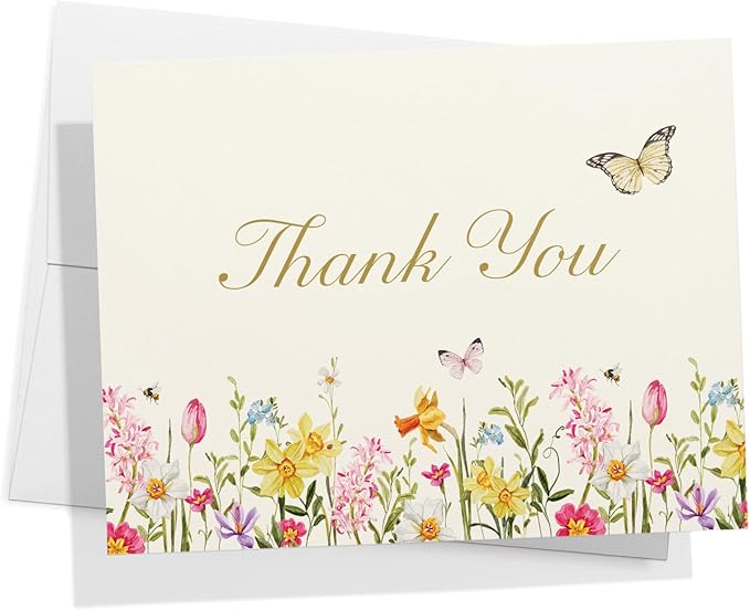 Spring Bloom Floral Thank You Cards & Notes with Envelopes Set (12 Pack), Thank You Greeting Card, Perfect for Baby Shower, Business & Birthday, & Wedding, Holiday Thank You Cards, Appreciation Gifts
