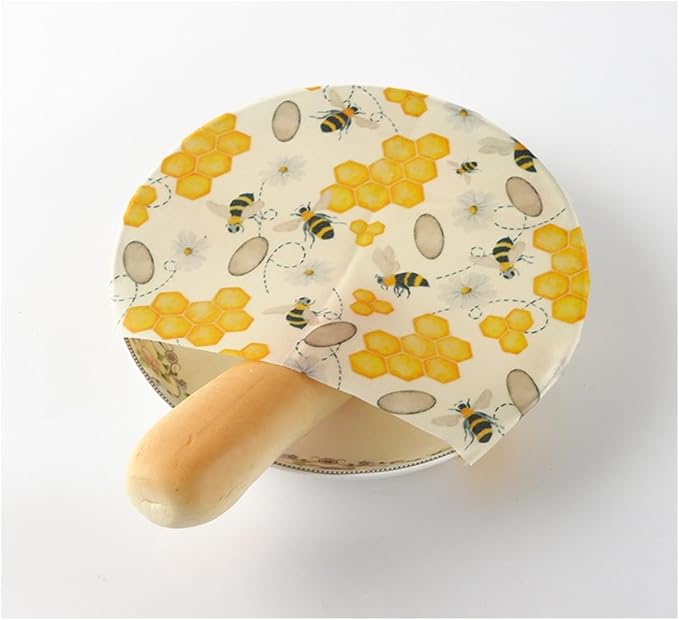 Reusable Beeswax Food Wraps for Fruits, Organic Cotton Beeswax Wrap Set, Zero Waste Eco-Friendly Alternative to Plastic Wrap, BPA-Free, for Fruit, Vegetable, Bowl Cover (3 Pack: S/M/L)