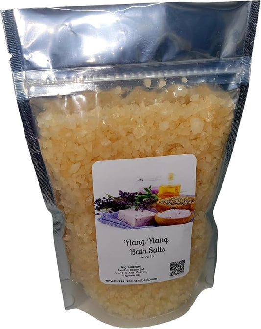 Bath Salts | 1lb Bag (16oz.) | Choose Your Scent | Epsom Salt | Sea Salt| Bathing | Body Care | Beauty | Relaxation | Spa | Pedicure | Manicure | Soak (Ylang Ylang)