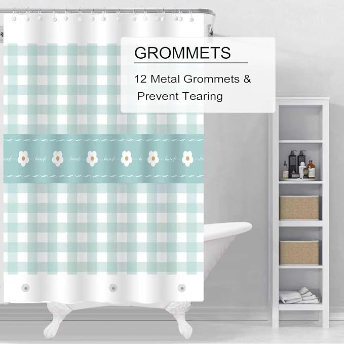 TIKABC Shower Curtain Liner, 4G PEVA Shower Liner, Plastic Peva Waterproof Shower Curtains, 72x72 inch with Grommet Holes 3 Magnetic Weights