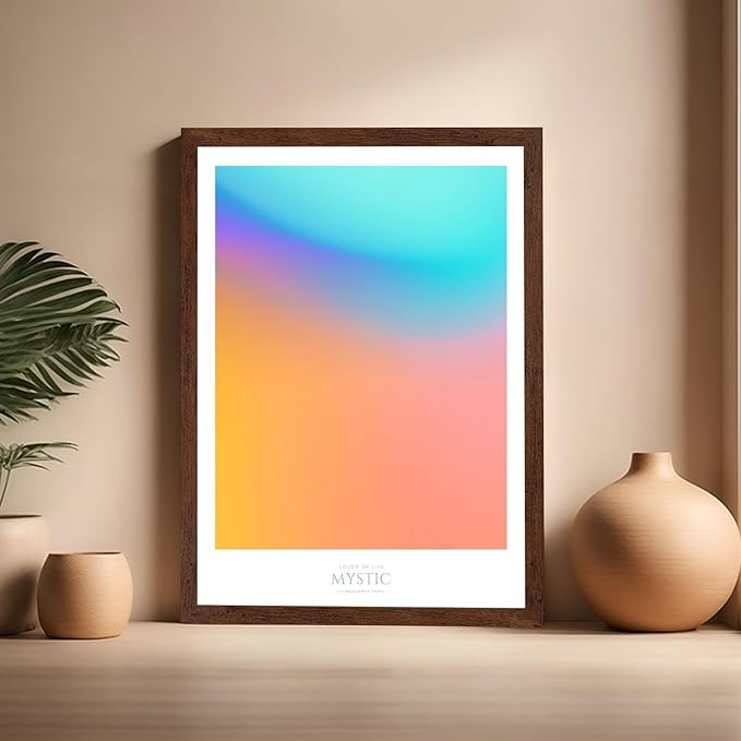 Monem Art Mystic Iridescent Gradient Print - Minimalist Abstract Color Field Poster - Wall Decor for Living Room, Bedroom or Office - 16x20 Brown Framed Wall Art by Rs Lab Studio