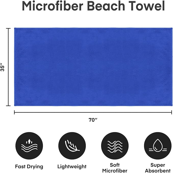 JML Extra Large Microfiber Bath Sheet Towels, 2 Pack 35" x 70", Oversized, Soft, Super Absorbent and Fast Drying Bathroom Towels for Salon, Sauna, Hotel, Sport, Fitness, Yoga, Dark Blue