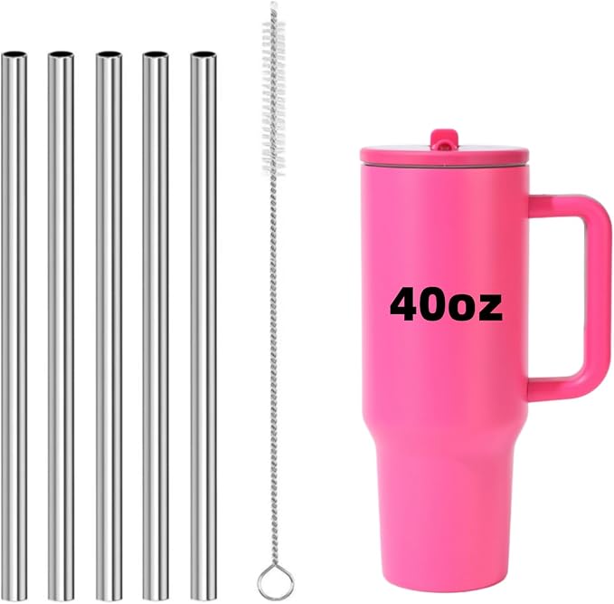 5Pcs Metal Replacement Straw Compatible for HydroJug 20oz 32 oz 40oz, Tritan Clear Drinking Straws Fit for HydroJug Sports and Traveler Stainless Steel Water Bottle Accessories (40oz, Traveler)