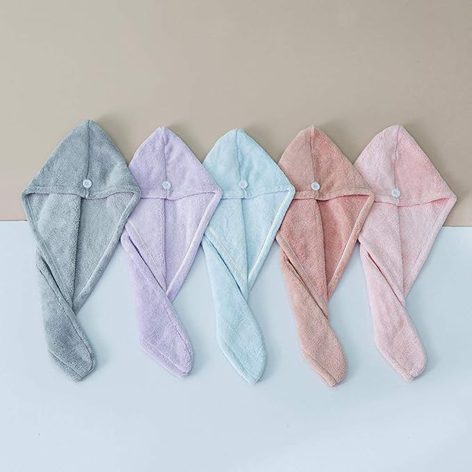 Microfiber Hair Drying Wrap Towel for Women Turban Fast Dry Blue