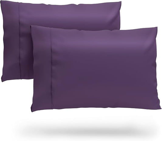 Cosy House Collection 100% Rayon Derived from Bamboo Pillowcase Set | Cooling, Breathable, Silky Soft 2-Piece Envelope Closure Pillow Case Cover Set (Standard/Queen, Purple)