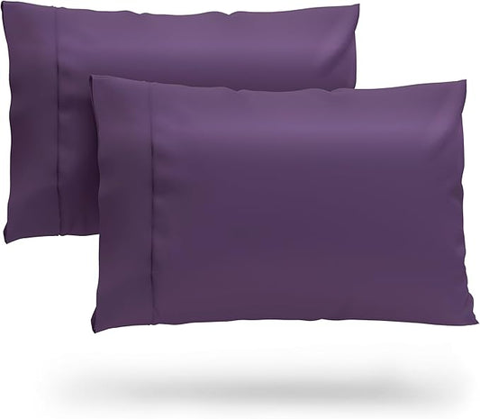 Cosy House Collection 100% Rayon Derived from Bamboo Pillowcase Set | Cooling, Breathable, Silky Soft 2-Piece Envelope Closure Pillow Case Cover Set (King, Purple)