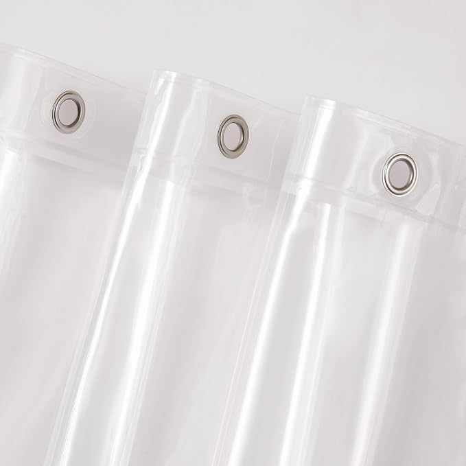 London Fog 8G PEVA Shower Liner with Metal Grommets 1-Piece Standard Shower Curtain in Clear, 70 x 72, PEVA, Adult, All Season, Oeko-TEX Certified