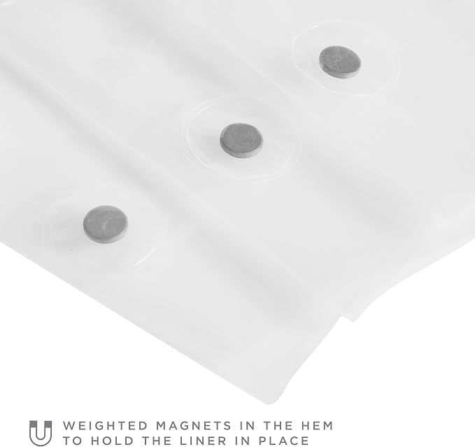 Bath Bliss Heavy Duty Shower Curtain Liner, 3 Magnet Hem, White