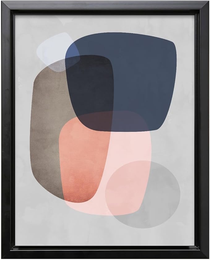 Monem Art Pastel Abstract Organic Shapes Print - Scandinavian Minimalist Art Poster - Wall Decor for Living Room, Bedroom or Office - 12x16 Black Framed CANVAS Wall Art by Mareike Bohmer