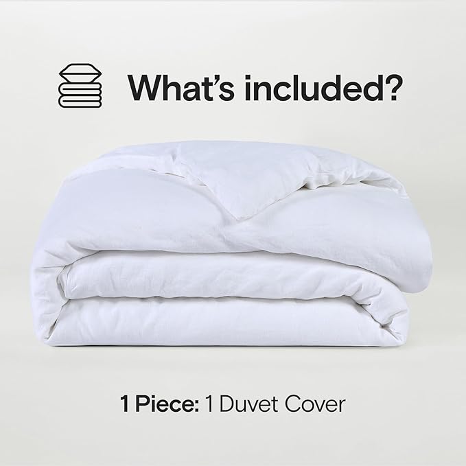 SIJO Premium Stone Washed Organic French Linen Duvet Cover, GOTS Certified Organic, Small Batch Sourced from Normandy, Best Cooling Linen Sheet Award by Sleep Foundation (Snow, King/Cal King)