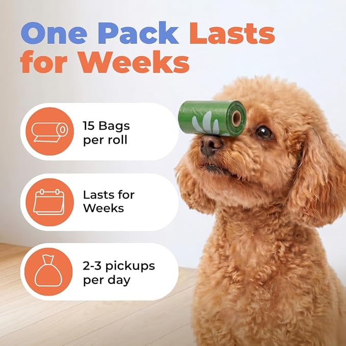 Best Pet Supplies Dog Poop Bags for Waste Refuse Cleanup, Doggy Roll Replacements for Outdoor Puppy Walking and Travel, Leak Proof and Tear Resistant, Thick Plastic - Green (Scented), 300 Bags