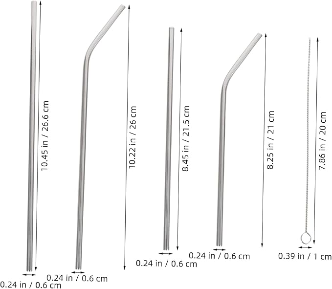 Hemobllo 18pcs Reusable Stainless Steel Straws Set with Polished Smooth Surface, Includes Straight and Bent Straws with Cleaning Brushes, for Boating and Family Gatherings