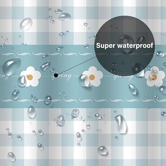 Plastic Shower Liner - Premium EVA 5G Shower Curtain Liner with Rustproof Grommets and 3 Weighted Magnets, Waterproof Shower Curtain for Bathroom(Checkered Flower, 72”*72”)
