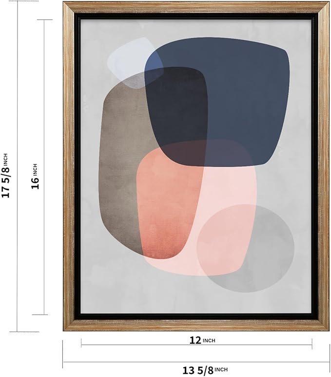 Monem Art Pastel Abstract Organic Shapes Print - Scandinavian Minimalist Art Poster - Wall Decor for Living Room, Bedroom or Office - 12x16 Silver Framed CANVAS Wall Art by Mareike Bohmer