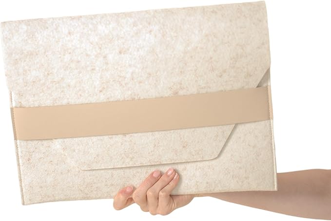 SortJoy Felt Laptop Sleeve and File Folder - Sleek and Durable Protective Case for Laptops and Documents, Perfect for Work, School, or Travel, Fits Devices Up to 15 Inches (Stone, Oatmeal)