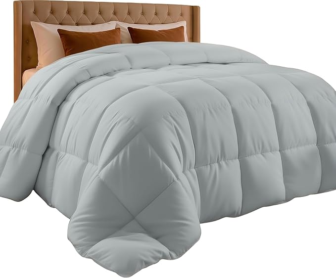 Utopia Bedding Comforter Duvet Insert, Quilted Comforter with Corner Tabs, Box Stitched Down Alternative Comforters California King Size (Light Grey)
