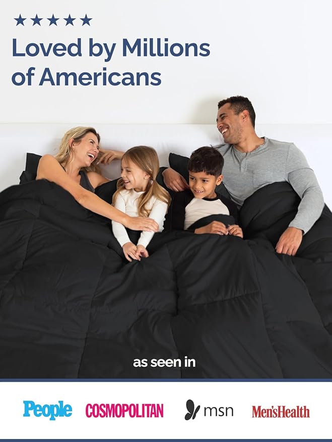 King Size, Black & Light Grey Alternative Down Comforter - Warm, Lightweight & Breathable Hotel Quality Bedding Set for Men, Women, Kids & Teens - All Season Cooling Microfiber Duvet Insert Comforter