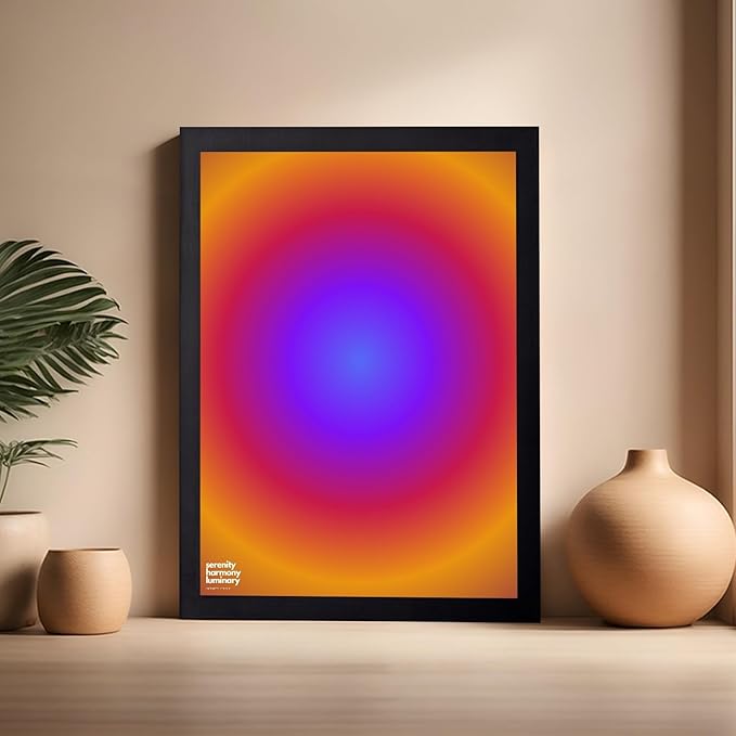 Monem Art Radiant Infinity Circle Gradient Print - Modern Abstract Color Field Poster - Wall Decor for Living Room, Bedroom or Office - 16x20 Black Framed Wall Art by Rs Lab Studio