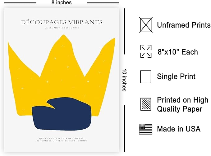 Monem Art Minimalist Crown Silhouette Print - Modern Abstract Shape Poster - Wall Decor for Living Room, Bedroom or Office - 8x10 Unframed Wall Art by Rs Lab Studio