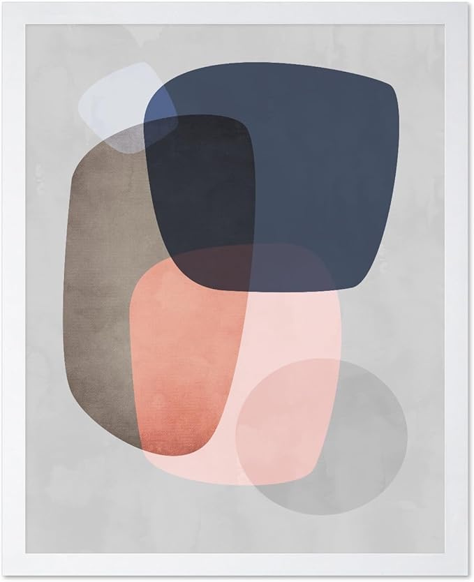Monem Art Pastel Abstract Organic Shapes Print - Scandinavian Minimalist Art Poster - Wall Decor for Living Room, Bedroom or Office - 12x16 White Framed Wall Art by Mareike Bohmer