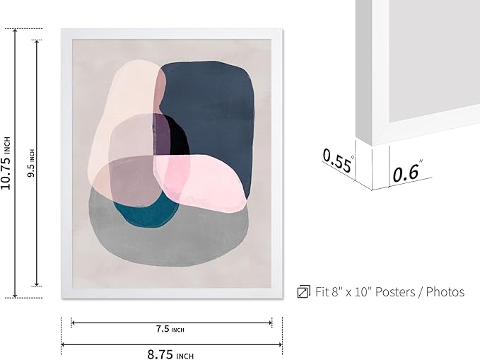 Monem Art Pastel Abstract Color Block Painting Print - Scandinavian Minimalist Art Poster - Wall Decor for Living Room, Bedroom or Office - 8x10 White Framed Wall Art by Mareike Bohmer