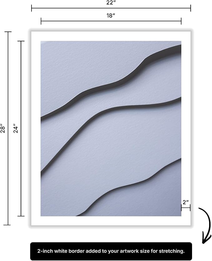 Monem Art Minimalist White Paper Waves Print - Abstract Scandinavian Texture Poster - Wall Decor for Living Room, Bedroom or Office - 18x24 ROLLED CANVAS Wall Art by Mareike Bohmer