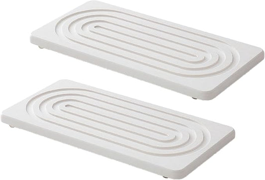 Set of 2 Breathable Natural Stone Mats High Absorption Soap Dishes for Soap Dispenser or Jewelry Storage Rack Holder Stylish Diatomite Countertop Stand