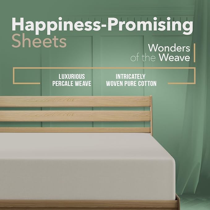 TEXAS LINEN CO. 100% Organic Cotton Percale Weave Fitted Sheet Twin Size, Light Grey, 1 Deep Pocket Twin Fitted Sheet, Fits Mattress Upto 16" Crisp and Cool Bed Linen, Luxury GOTS Certified Sheets