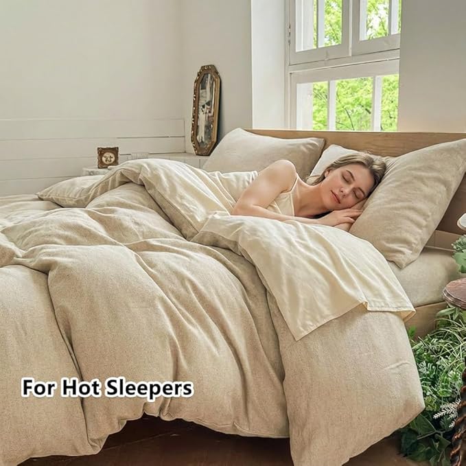 100% French Flax Linen Duvet Cover Set King, 3-Piece Soft Breathable Cooling Bedding for Hot Sleepers, Natural Washed Linen with Zipper Closure & 8 Corner Ties (King, Natural Linen)