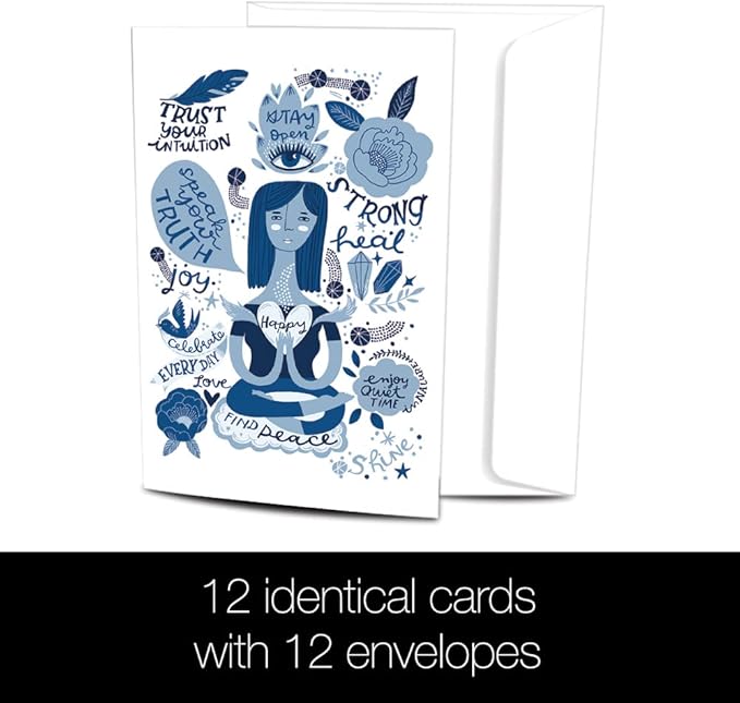 Tree-Free Greetings - All Occasion Cards - Artful Designs - 12 Cards + White Envelopes - Made in USA - 100% Recycled Paper - 4 x 6 - Find Peace (FS54318)
