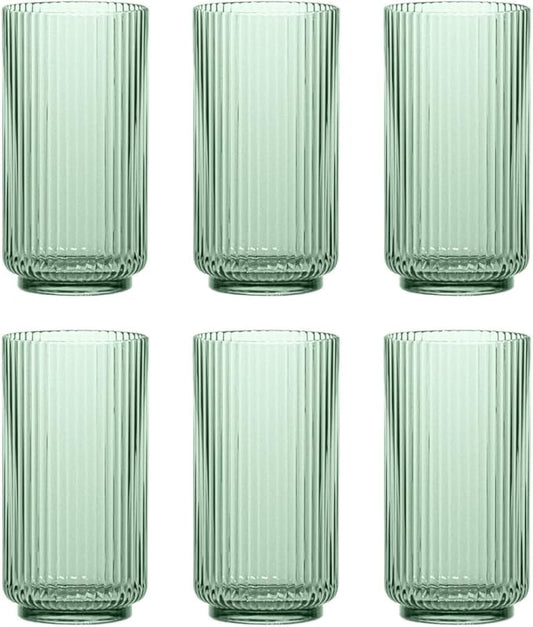 Abode Homewares Mesa 22 oz Durable Acrylic Jumbo Drinking Glasses, Shatter-Resistant and Dishwasher-Safe Indoor/Outdoor Drinkware for Water, Iced Tea, Juice, and Cocktails - Sage Green - Set of 6