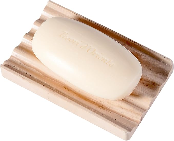 Karibiber Soap Holder, Marble Soap Dish for Shower, Bar Soaps Holder with Water Ripple Design, Easy Cleaning Soaps Saver for Kitchen Sink，Bathroom, Executive Indian Natural Stone Soap Tray(Phalodi)