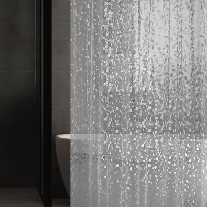 Extra Long 3D Pebble Pattern Waterproof Shower Curtain Liner EVA Shower Curtain with 3 Bottom Magnets, Shower Liner for Shower Stall, Bathtubs, 72 x 92