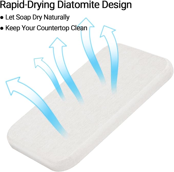 Adorila 2-Pack Diatomite Soap Dish - Instant Dry Bar Soap Holder for Bathroom & Kitchen Sink (White)
